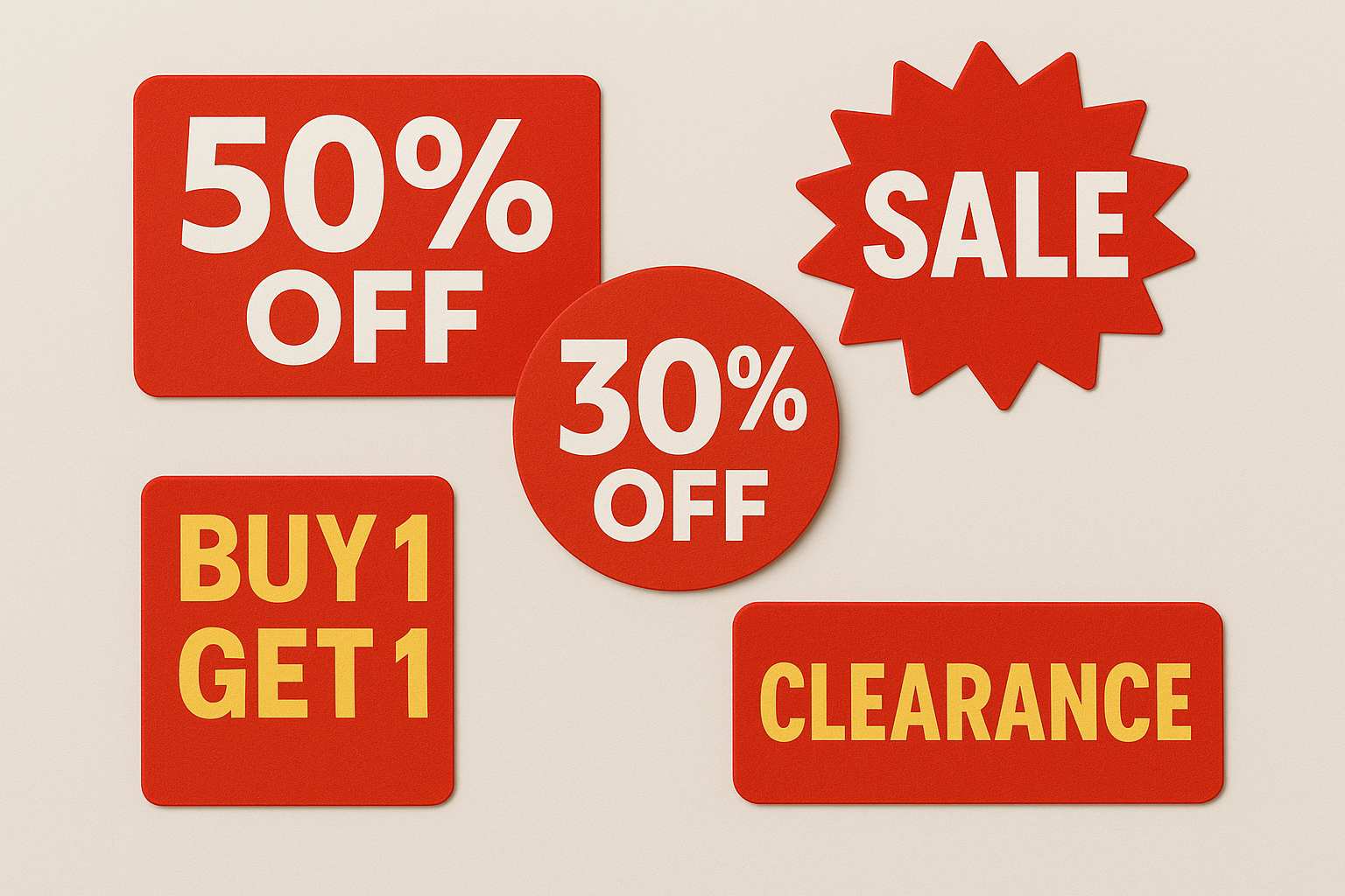 discount tags with red background